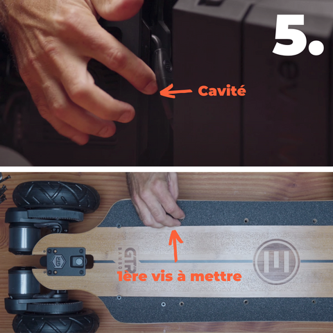 Insertion de la vis dans le trou carré et serrage au tournevis